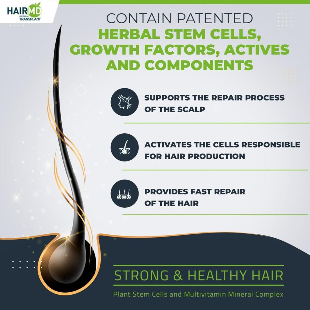 مجموعة علاج شعر الزرع مع الشامبو والسيروم - تركيبة فعالة لعلاج تساقط الشعر تحتوي على البيوتين، الكيراتين، الكولاجين، والبروفيتامين B5، منتجات مهدئة لاستعادة الشعر بعد الزرع - الصورة 6