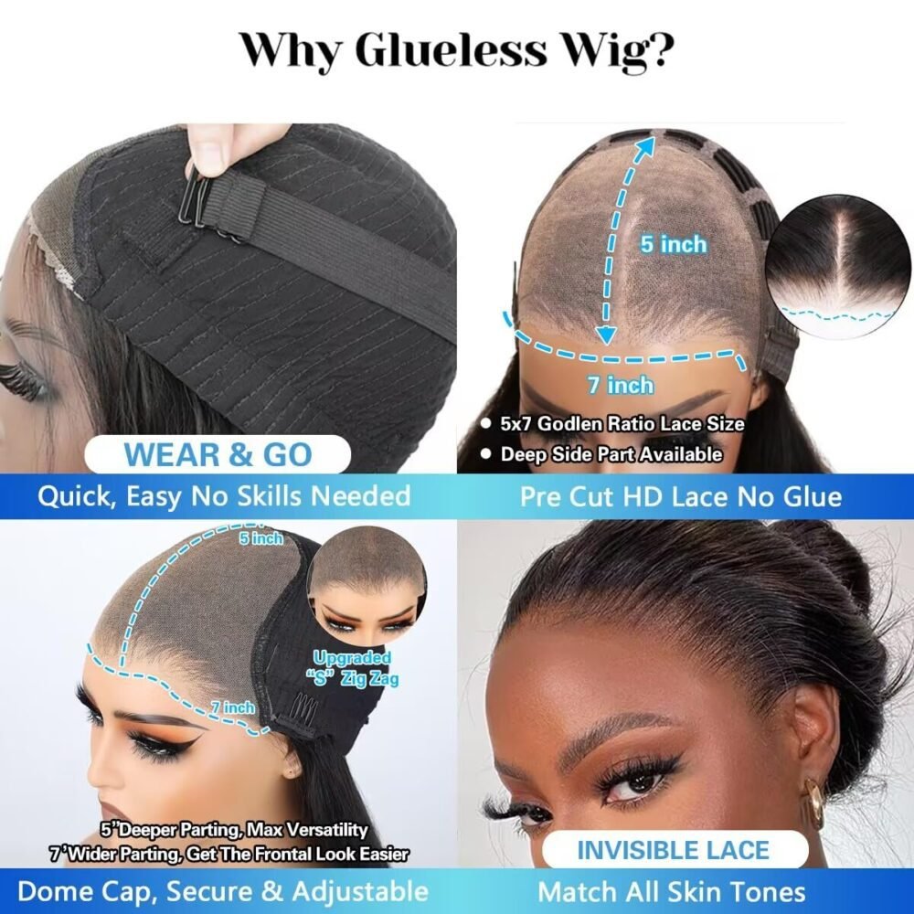 باروكة دانتيل أمامي 7x5 من شعر طبيعي 28 بوصة، موجة الجسم، كثافة 180% - الصورة 3