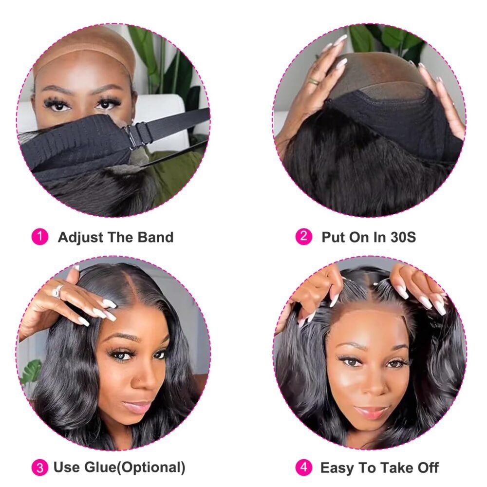 باروكة جاهزة للارتداء 6x4 بكثافة 250% شعر طبيعي، 26 بوصة، دانتيل شفاف HD، للنساء - باروكة موجهة للمبتدئين مع موجة جسم وتجزئة وسطية - الصورة 4