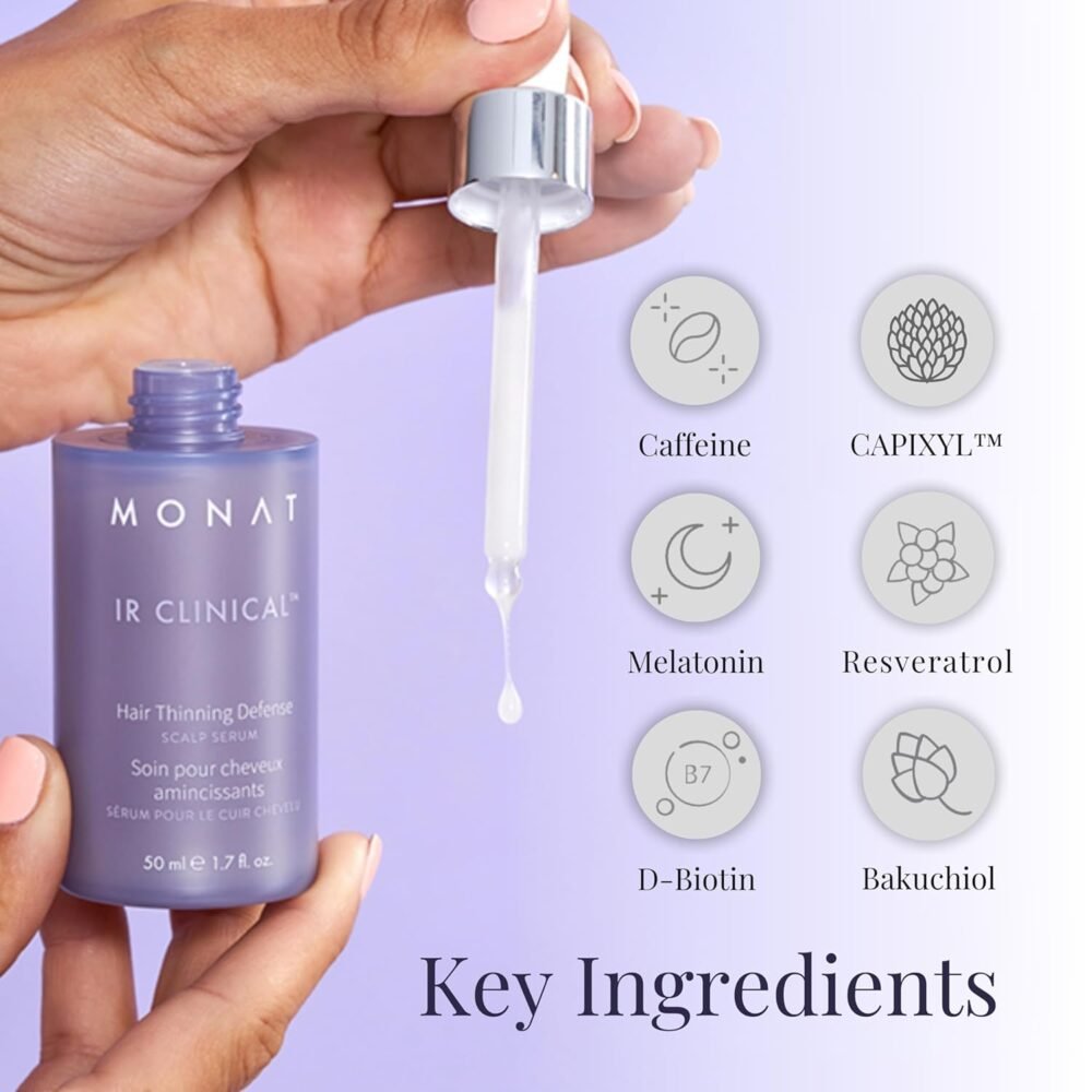 MONAT IR Clinical™ سيروم مكافحة ترقق الشعر - سيروم استعادة الشعر مع مكونات بيولوجية طبيعية - معزز كثافة الشعر لشعر أكثر سمكًا وكثافة - سيروم مغذي لفروة الرأس - الصورة 4