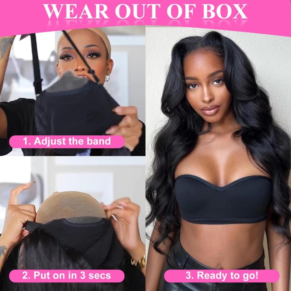 باروكة شعر بشري 34 بوصة جاهزة للارتداء، غلق شفاف 5×5 HD، كثافة 180%، بدون غراء، شعر بشري مجعد بأمواج جسمية - الصورة 3