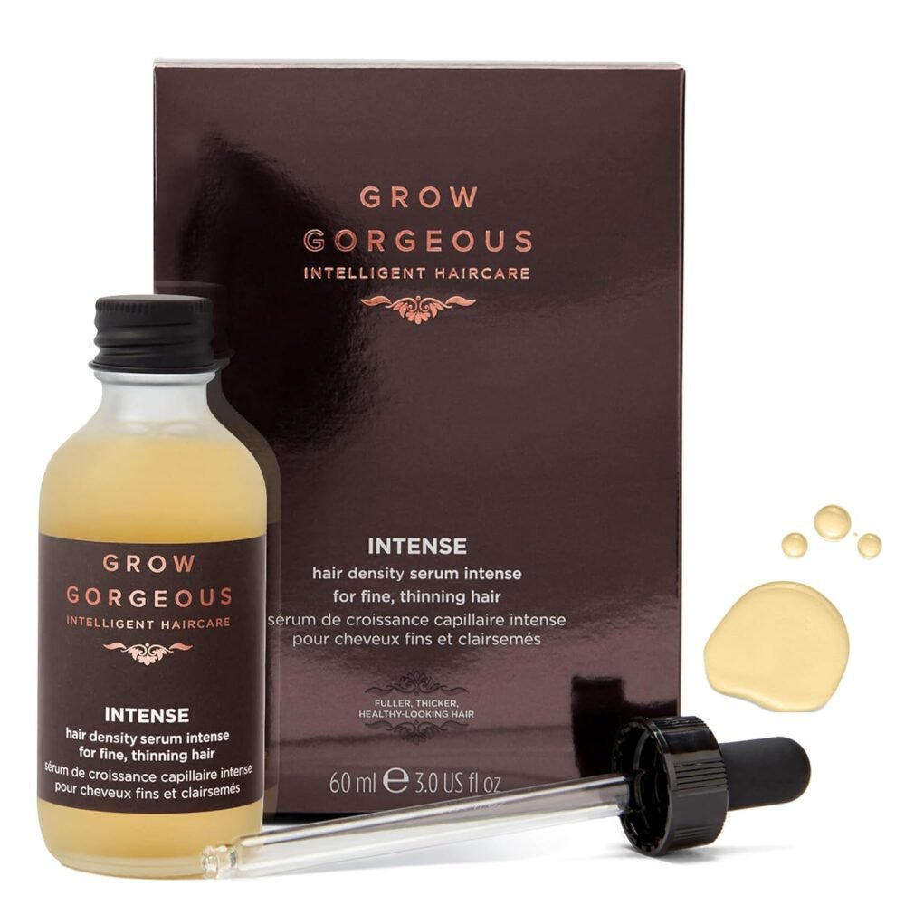 سيروم Grow Gorgeous Density Serum Intense للنمو الكثيف للشعر - سيروم نباتي مع كافيين وكلوفير الأحمر والببتيدات للشعر الرقيق وتساقط الشعر - سيروم نمو شعر خالي من القسوة