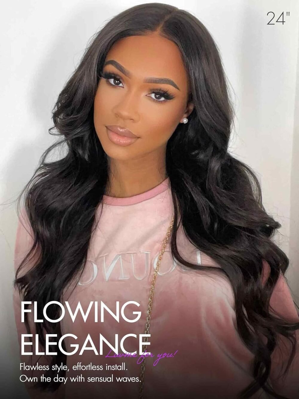 ⁦باروكة شعر بشري LUVME 5x5 تموجات جسم فضفاضة، بدون غراء، رباط أمامي مشذّب مسبقًا، باروكة شعر أسود طويل للنساء (22 بوصة)⁩ - الصورة ⁦2⁩