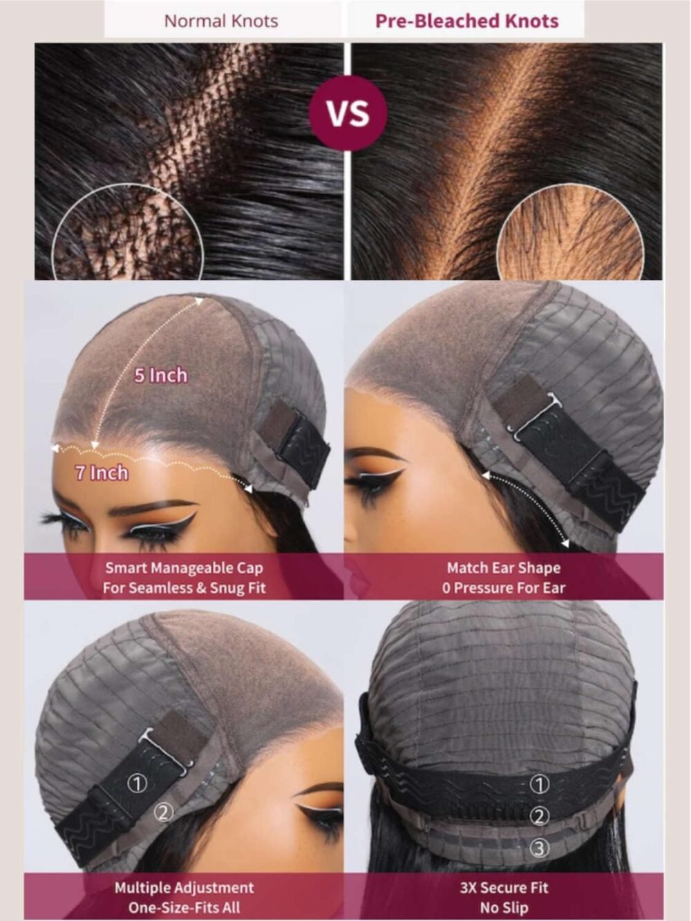 ⁦باروكة شعر بشري Beauty Forever، 22 بوصة، تموجات مائية، 7x5 رباط، بدون غراء، مشذبة مسبقًا، كثافة 180%، لون طبيعي⁩ - الصورة ⁦5⁩