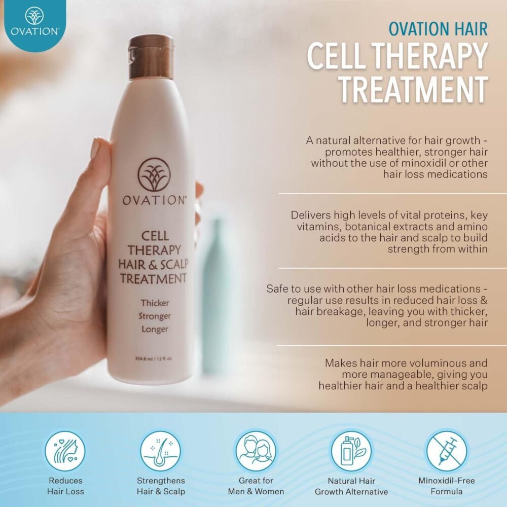 علاج نمو الشعر وعلاج فروة الرأس أوفيشن - علاج للرجال والنساء لجميع أنواع الشعر، يساعد في تقليل التكسر وتقصف الأطراف - خالي من المينوكسيديل والكبريتات والبارابين - يحتوي على البيوتين، فيتامين B5، والألوة فيرا - الصورة 3