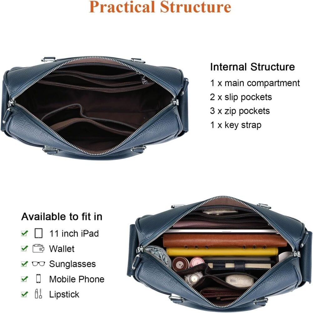 حقيبة "أوفر إيرث" ساتشيل جلد طبيعي للنساء، حقيبة يد علوية للكتف - الصورة 6