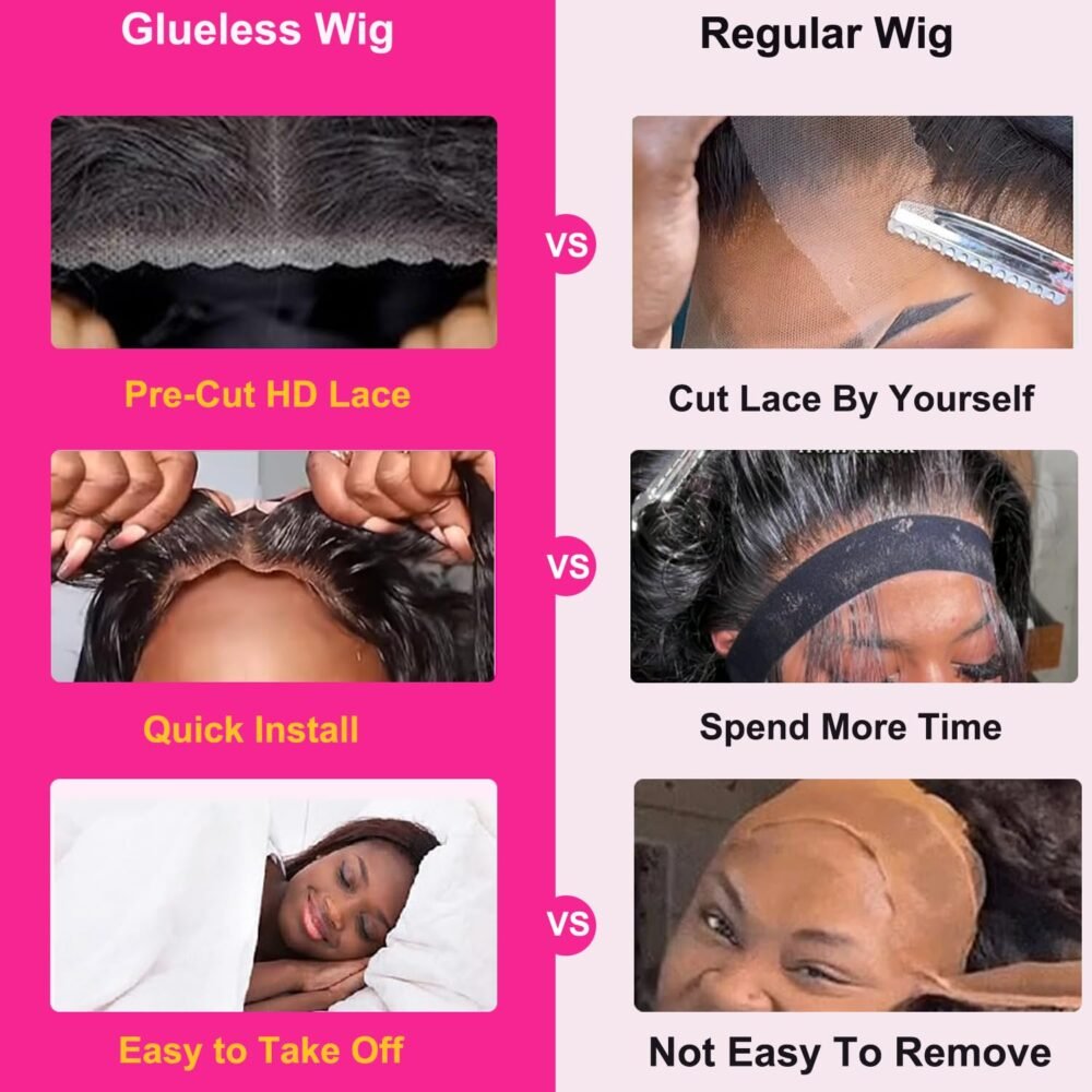 باروكة جاهزة للارتداء 6x4 بكثافة 250% شعر طبيعي، 26 بوصة، دانتيل شفاف HD، للنساء - باروكة موجهة للمبتدئين مع موجة جسم وتجزئة وسطية - الصورة 6