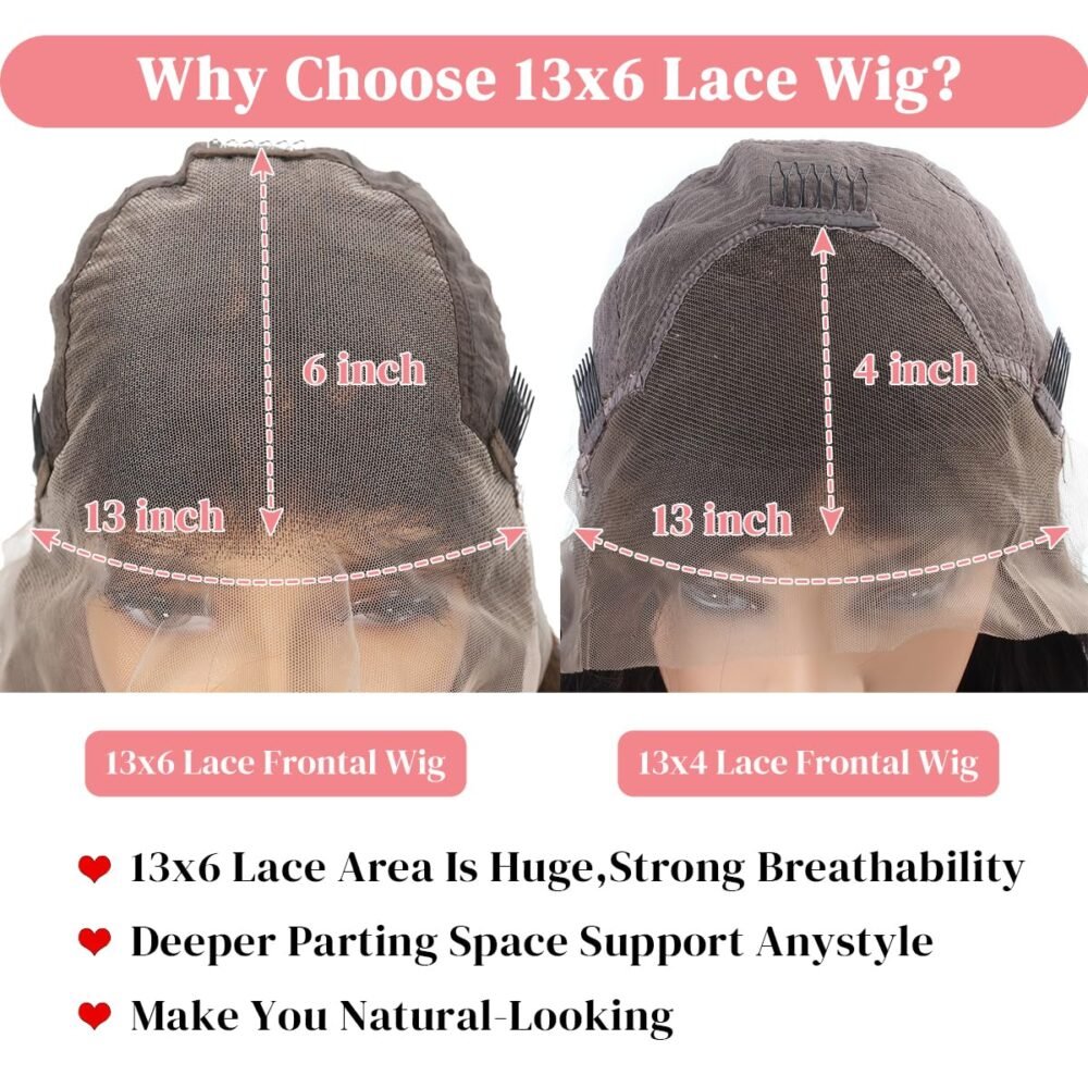 ⁦باروكة دانتيل أمامي 32 بوصة بني شوكولاتة، تموج عميق بشعر بشري، كثافة 200%، دانتيل 13x6، خالية من الغراء، مع شعر طفل، تموجات عميقة، إطلالة طبيعية⁩ - الصورة ⁦6⁩