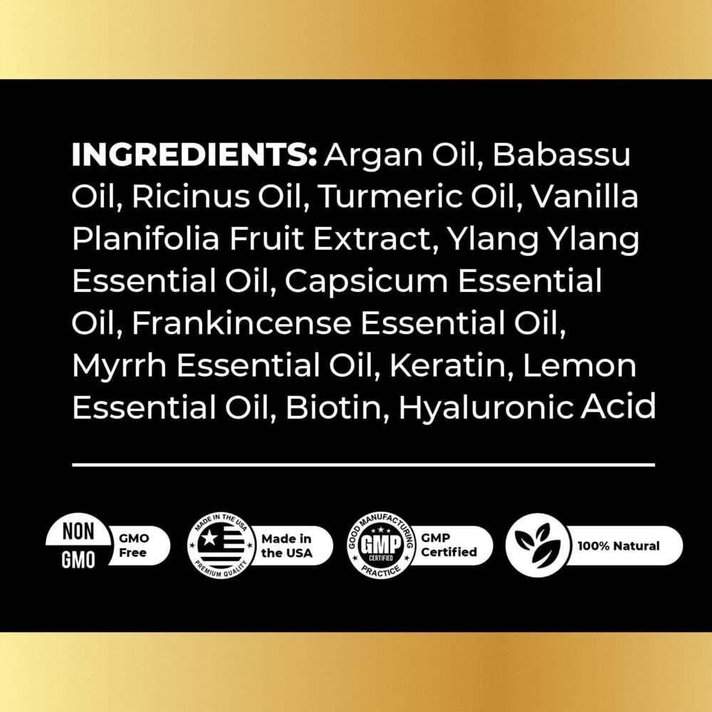 FoliPrime زيت نمو الشعر 100% طبيعي ونقي - يعزز نمو الشعر وفروة الرأس، تركيبة لتطهير بصيلات الشعر من أجل شعر أكثر كثافة وطولًا | يحتوي على البيوتين والكيراتين - 2 أونصة، 3 شهور - الصورة 3