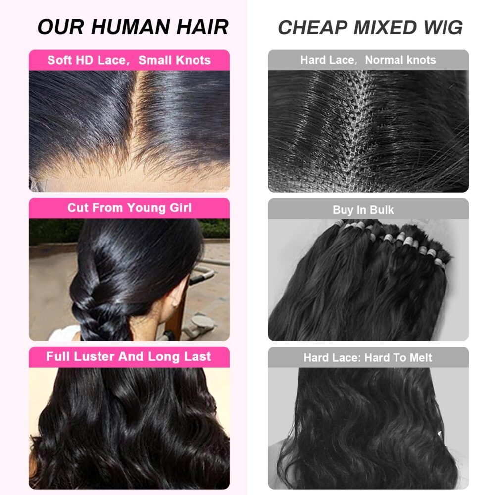 ⁦باروكة شعر طبيعي بتموجات 360 درجة - رباط أمامي بدون غراء، 200% كثافة، 28 بوصة، باروكة كاملة من الشعر الطبيعي 100% مشذبة مسبقًا.⁩ - الصورة ⁦4⁩