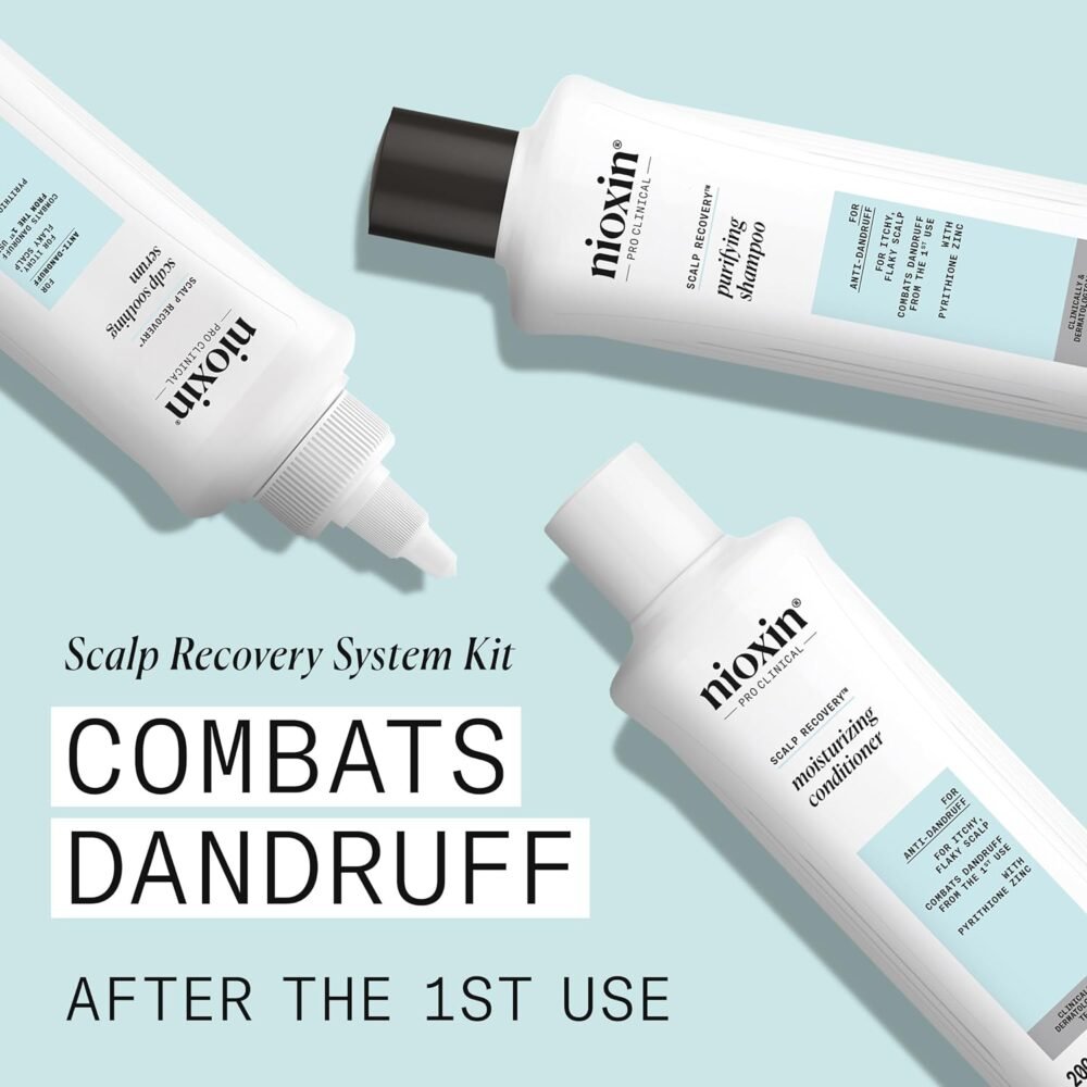 مجموعة Nioxin لعلاج قشرة الرأس - نظام مضاد للقشرة لفروة الرأس الجافة والحكة، يحتوي على بيريثيون الزنك ومستخلصات الشاي الأخضر - الصورة 4