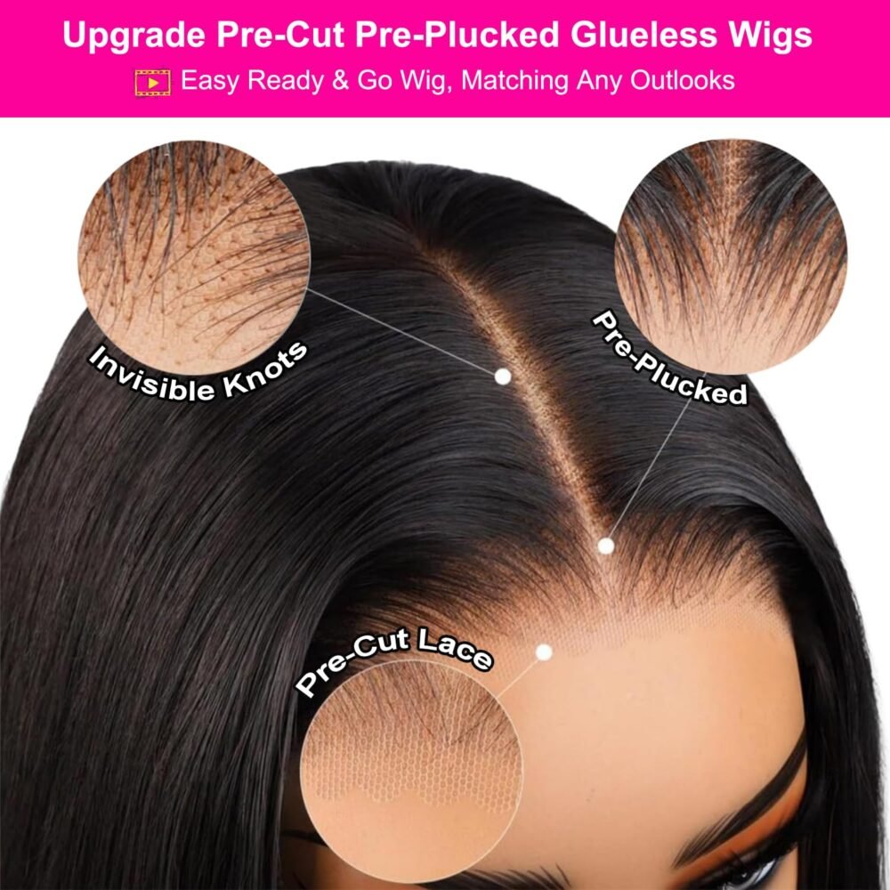 باروكة جاهزة للارتداء 6x4 بكثافة 250% شعر طبيعي، 26 بوصة، دانتيل شفاف HD، للنساء - باروكة موجهة للمبتدئين مع موجة جسم وتجزئة وسطية - الصورة 5