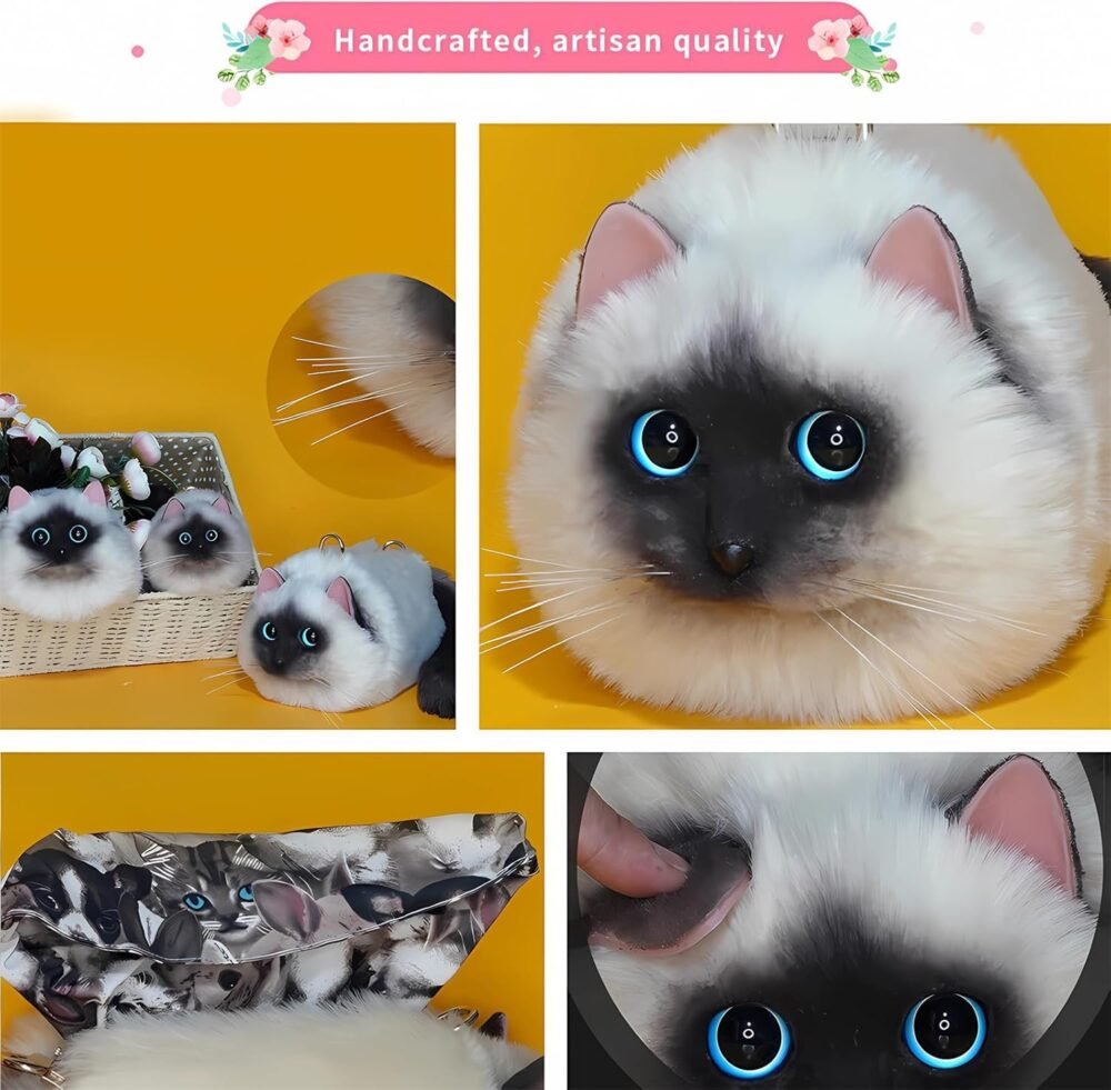 حقيبة "هويجوفو" الكروس بادي على شكل قط مع تفاصيل فخمة للنساء - الصورة 3