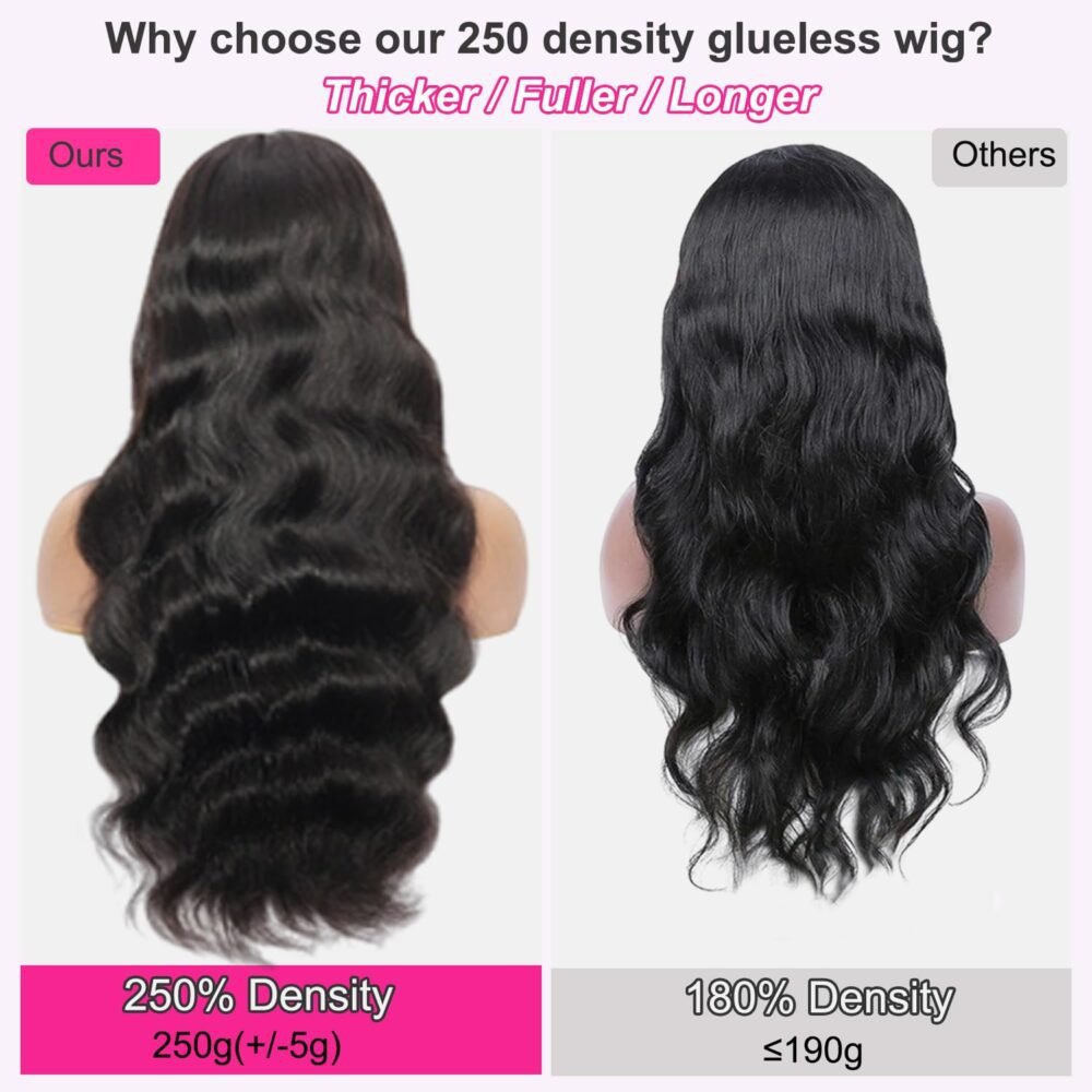 باروكة جاهزة للارتداء 6x4 بكثافة 250% شعر طبيعي، 26 بوصة، دانتيل شفاف HD، للنساء - باروكة موجهة للمبتدئين مع موجة جسم وتجزئة وسطية - الصورة 3