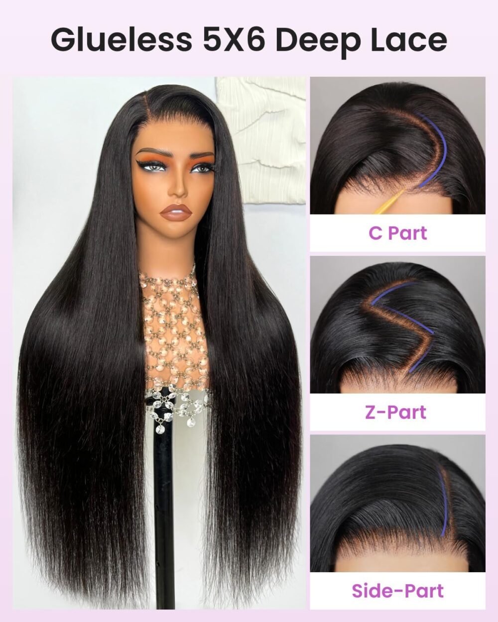 باروكة Arabella 5x6 Wear and Go Glueless شعر بشري 22 بوصة – مع 210% كثافة، شعر بشري حقيقي مع دانتيلا مُبرقعة مسبقًا - الصورة 6