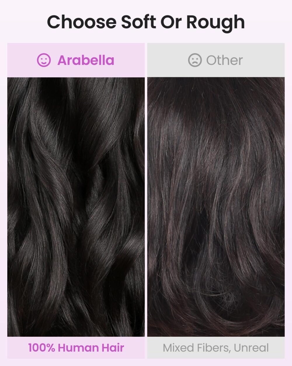 باروكة شعر طبيعي Arabella 5x6 بدون صمغ – كثافة 210% مع تموجات طبيعية طول 24 بوصة - الصورة 4