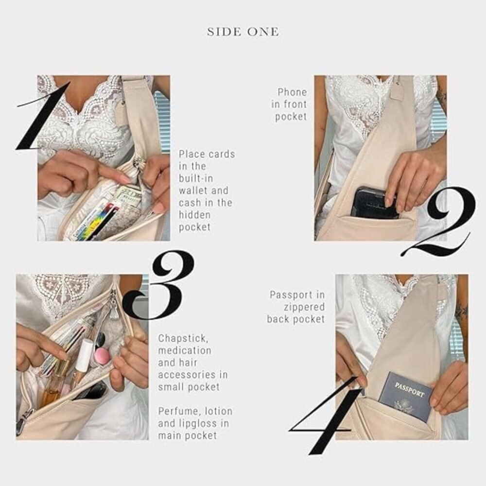 حقيبة "ساش" كروس بودي - حقيبة جلدية حقيقية أو صناعية للنساء - حقيبة سفر مع محفظة محمية ضد الترددات - الصورة 5