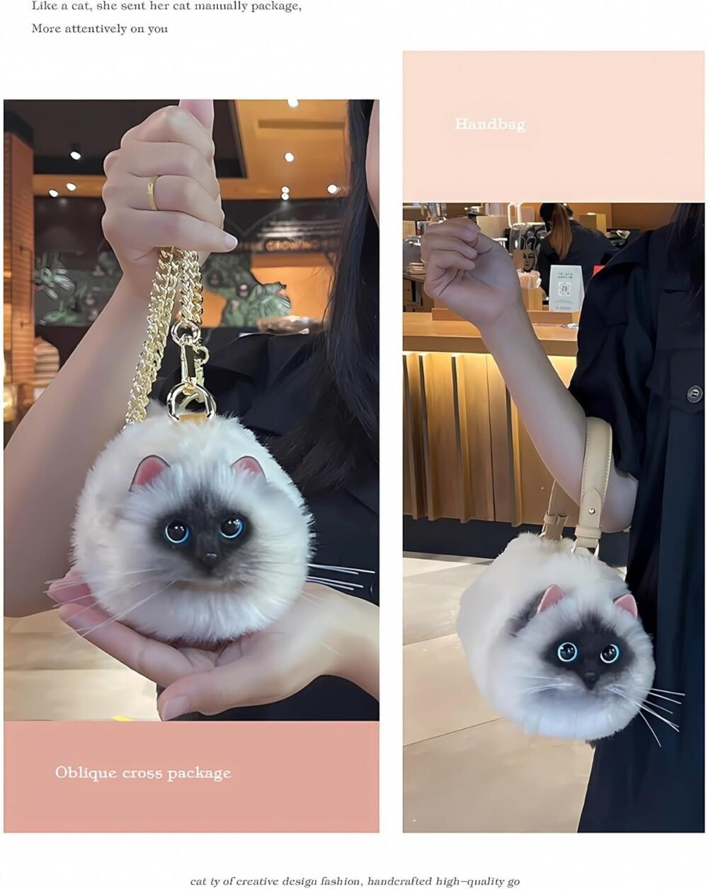 حقيبة "هويجوفو" الكروس بادي على شكل قط مع تفاصيل فخمة للنساء - الصورة 6