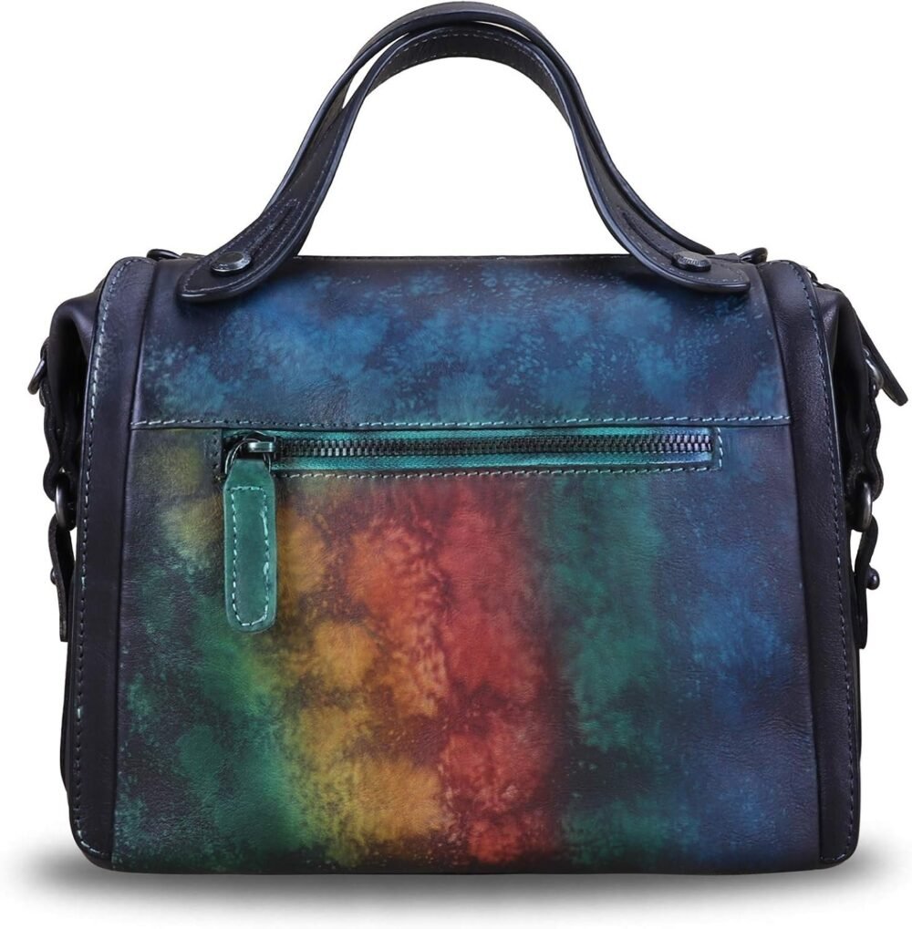 حقيبة ساتشيل جلدية حقيقية للنساء - حقيبة يد عتيقة مصنوعة يدويًا مع مقبض علوي وأكياس كروس بادي مصممة - الصورة 3