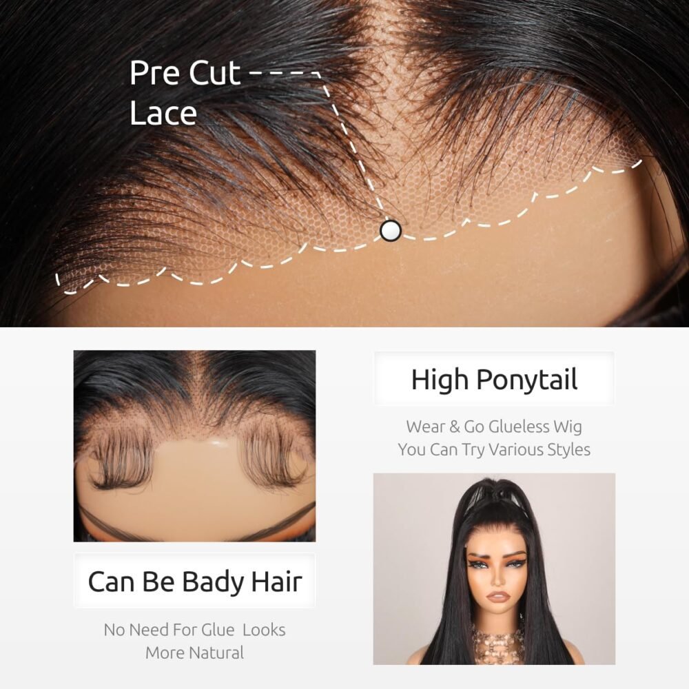 ⁦باروكة 24 بوصة بدون غراء من شعر طبيعي 5x6 دانتيل أمامي مع تسريحة بويفيه جسم⁩ - الصورة ⁦3⁩