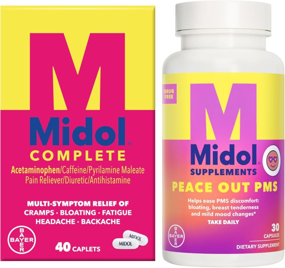 حزمة مسكن آلام الدورة الشهرية ميدول كومبليت 40 قرص + مكمل غذائي لدعم أعراض الدورة الشهرية ميدول بيس أوت PMS، 30 كبسولة