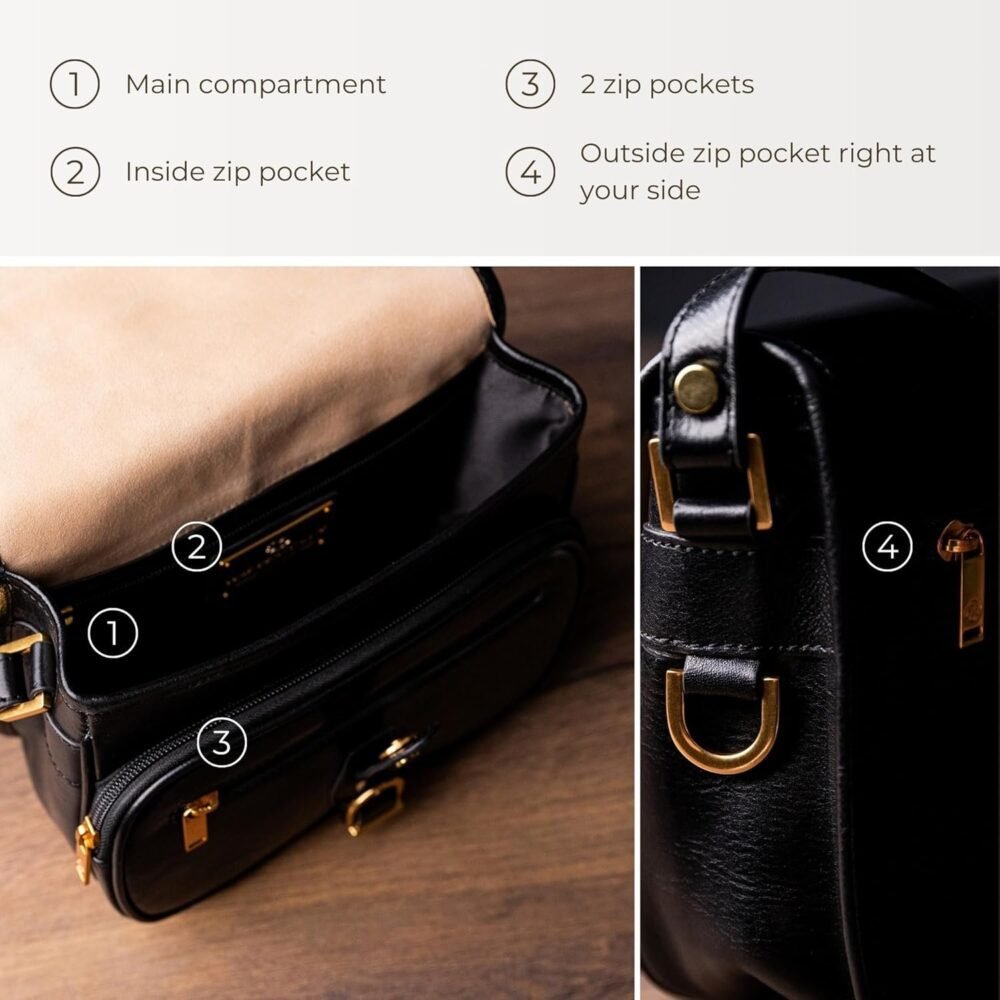 حقيبة "تايم ريسستانس" كروس بودي جلدية للنساء - حقيبة يد - حقيبة كتف - حقيبة ميسينجر - محفظة - الصورة 4