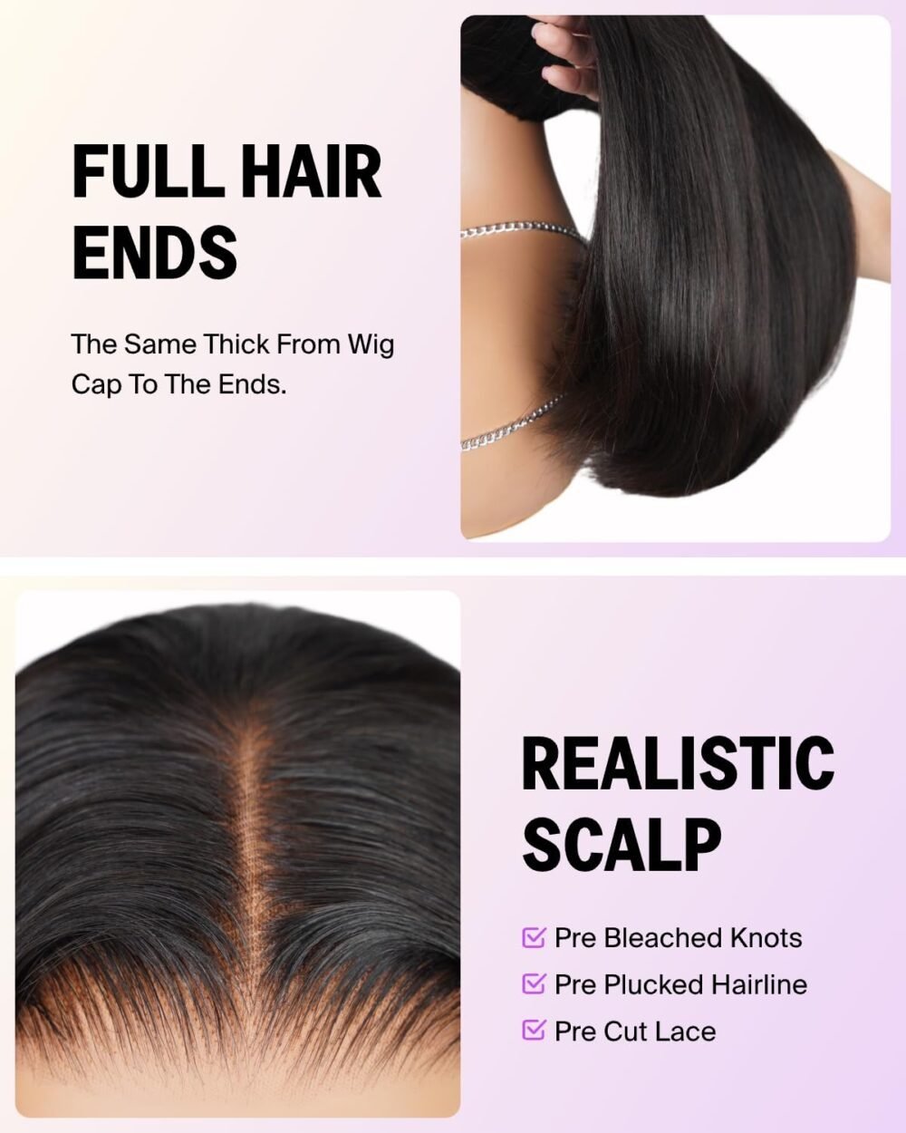 باروكة ميجالووك جاهزة للاستخدام بدون غراء من شعر طبيعي 16 بوصة - 6×5 دانتيل، مع تقليم مسبق وكثافة 220% - الصورة 4