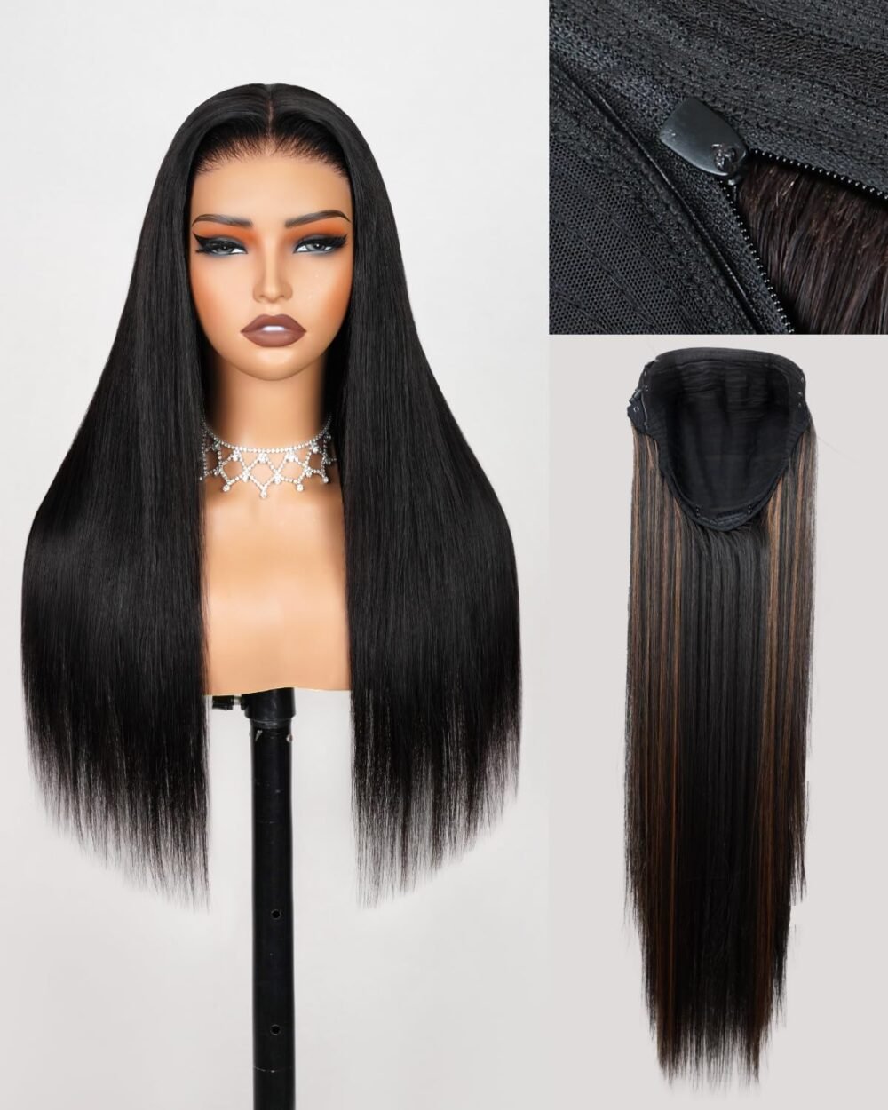 باروكة شعر طبيعي Arabella بخط أمامي HD 6x6 - بدون غراء، مشذبة مسبقًا، بكثافة 220%، لون 1B/30، شعر مستقيم