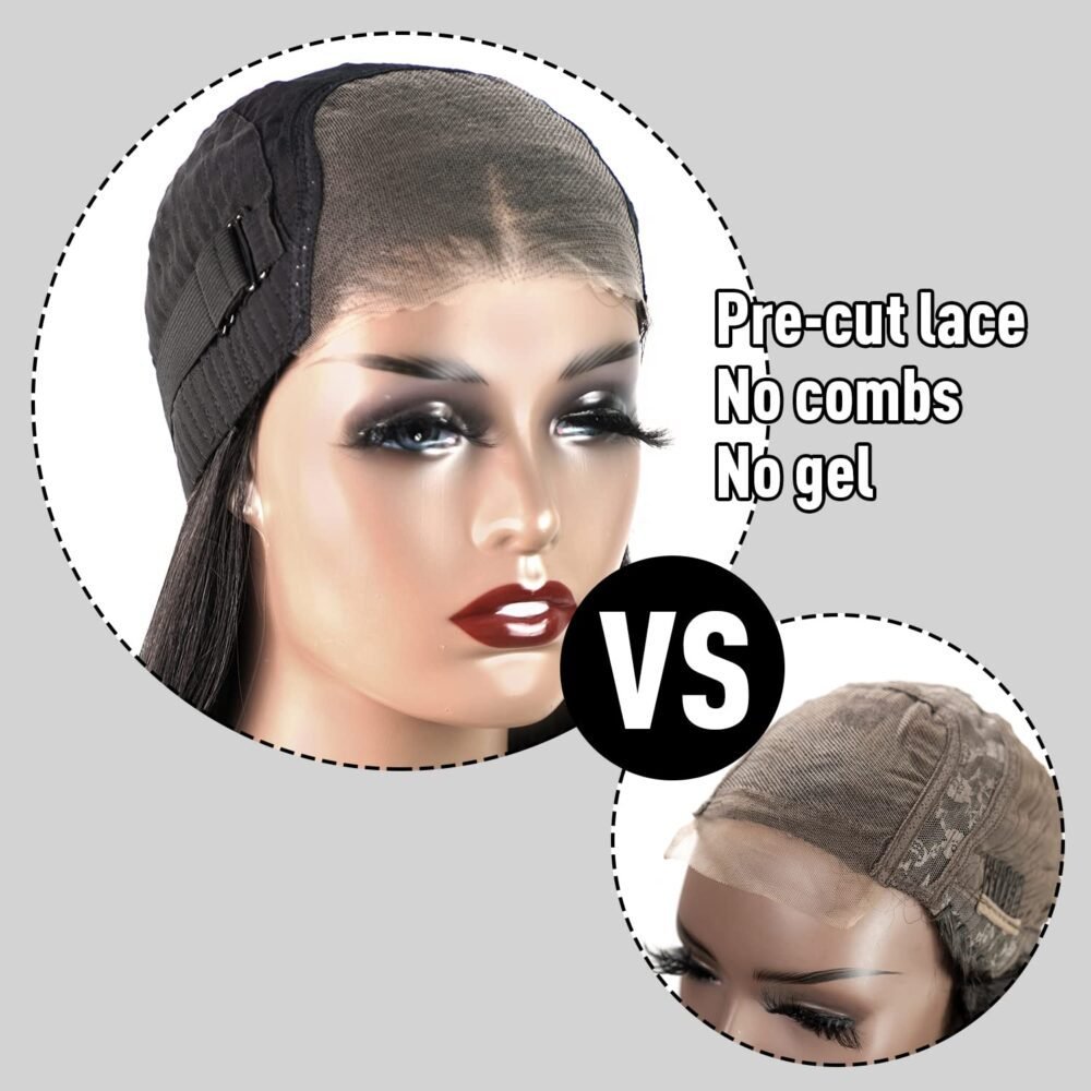 باروكة شعر بشري مستقيم جاهزة للارتداء بدون غراء، 6×4 غلق شفاف HD، كثافة 200%، 26 بوصة، مفرغة مسبقاً، للنساء - الصورة 6