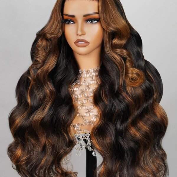 "شعر بشري جلوسي جاهز للاستخدام من MEGALOOK 6x5، مزود بشريط لاصق مسبق وموجة جسم أومبير 1BP30، كثافة 220%، 12A، 26 بوصة، هايلايت، شعر بشري مع بلسم وحواف ضئيلة"