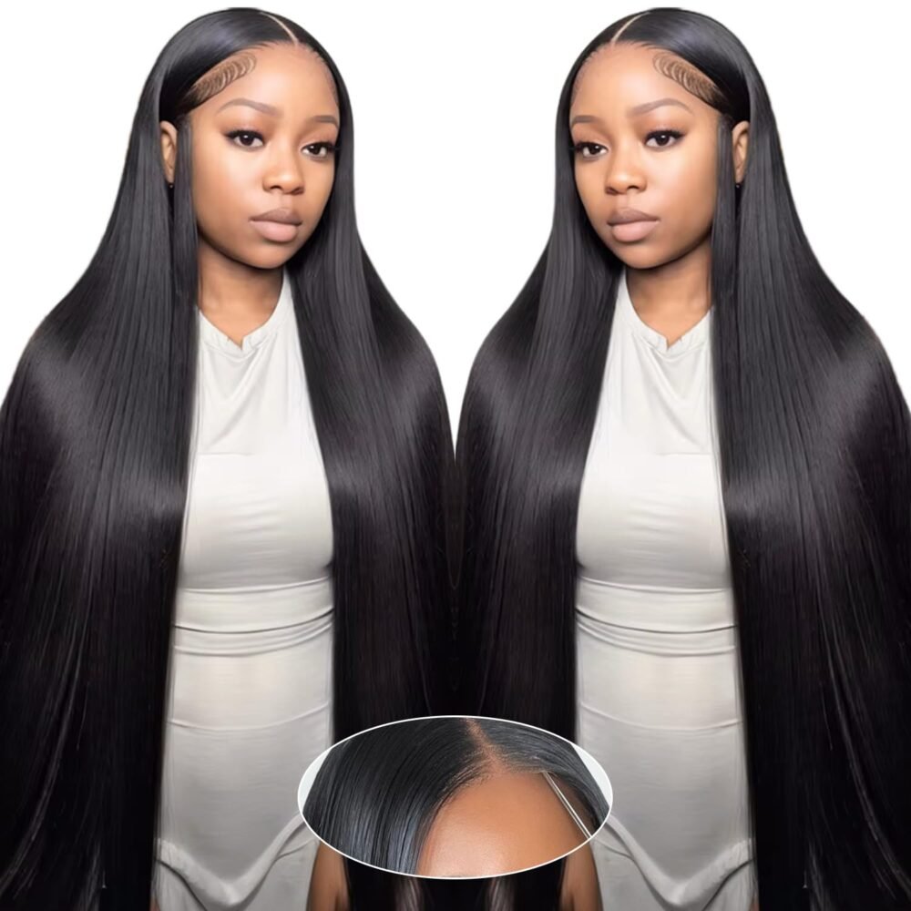 باروكة جاهزة للارتداء 6x4 Glueless 250% كثافة، شعر طبيعي، 26 بوصة – باروكة مستقيمة للنساء السود مع دانتيل HD