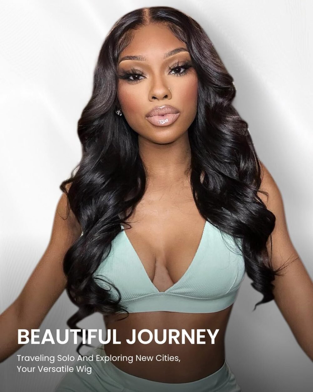 باروكة شعر طبيعي Arabella 5x6 بدون صمغ – كثافة 210% مع تموجات طبيعية طول 24 بوصة - الصورة 2