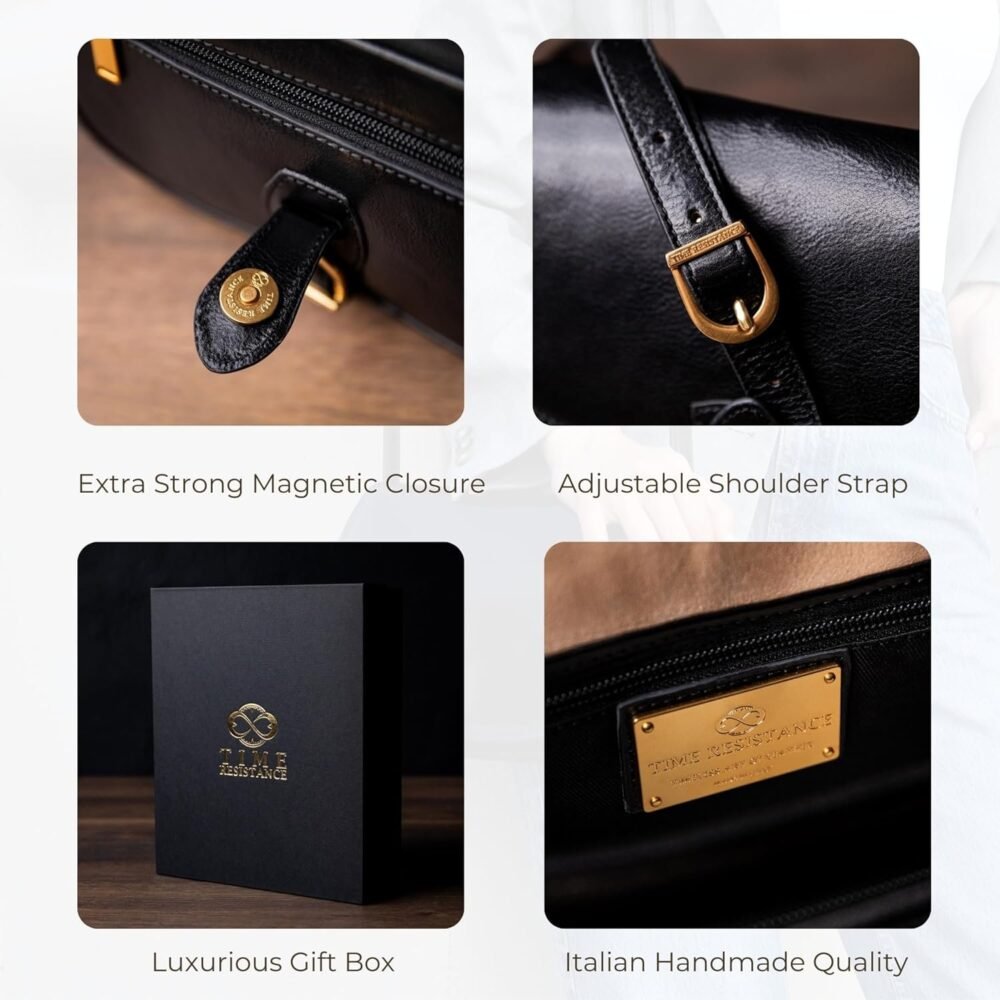 حقيبة "تايم ريسستانس" كروس بودي جلدية للنساء - حقيبة يد - حقيبة كتف - حقيبة ميسينجر - محفظة - الصورة 5