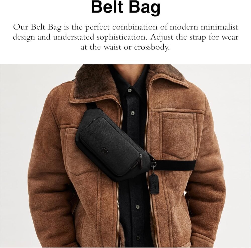 حقيبة "كوتش" حزام كروس جراين جلدية باللون الأسود - الصورة 2