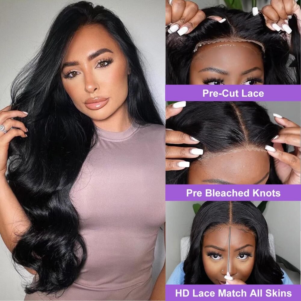 وِيج غلويليس جاهز للاستخدام - 8x5 HD Lace Front شعر طبيعي مع كثافة 180% وأمواج طبيعية - 28 بوصة - مثالي للمبتدئين، لا حاجة للغراء، فقط 30 ثانية للارتداء - الصورة 2