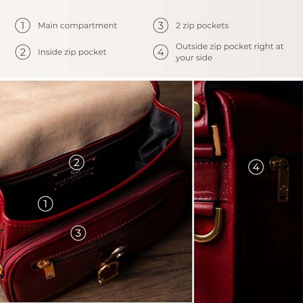 حقيبة "تايم ريسستنس" الجلدية المتعددة الاستخدامات للنساء - حقيبة كروس بودي، حقيبة يد، حقيبة كتف، حقيبة ميسنجر - الصورة 5