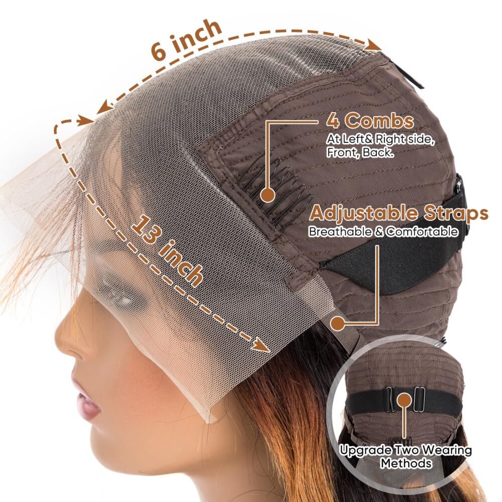 باروكة 30 بوصة دانتيل أمامي 13x6 من شعر طبيعي مع هايلايت بويفيه جسم - باروكة بشرية بدون غراء مع أومبري فانيلا وبلوند بالياج لشعر طبيعي - الصورة 4