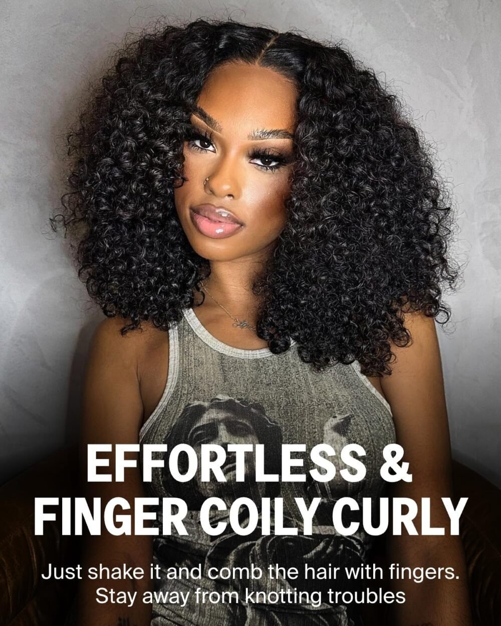 باروكة شعر بشري MEGALOOK كيرلي كثيف 250% كثافة، جاهزة للاستخدام بدون غراء، رباط 6x6، مشذّبة مسبقًا، 18 بوصة - الصورة 2