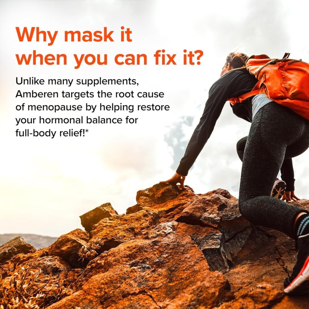⁦أمبرين: علاج آمن متعدد الأعراض لانقطاع الطمث | ثبت سريريًا تخفيف 12 عرضًا من أعراض انقطاع الطمث: الهبات الساخنة، التعرق الليلي، تقلبات المزاج، انخفاض الطاقة والمزيد | إمداد لمدة 3 أشهر⁩ - الصورة ⁦3⁩