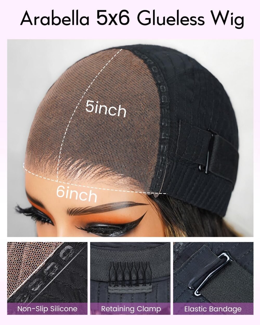 باروكة Arabella 5x6 جاهزة للاستخدام – شعر طبيعي 1B/27 هايلايت مع دانتيل HD 22 بوصة - الصورة 5