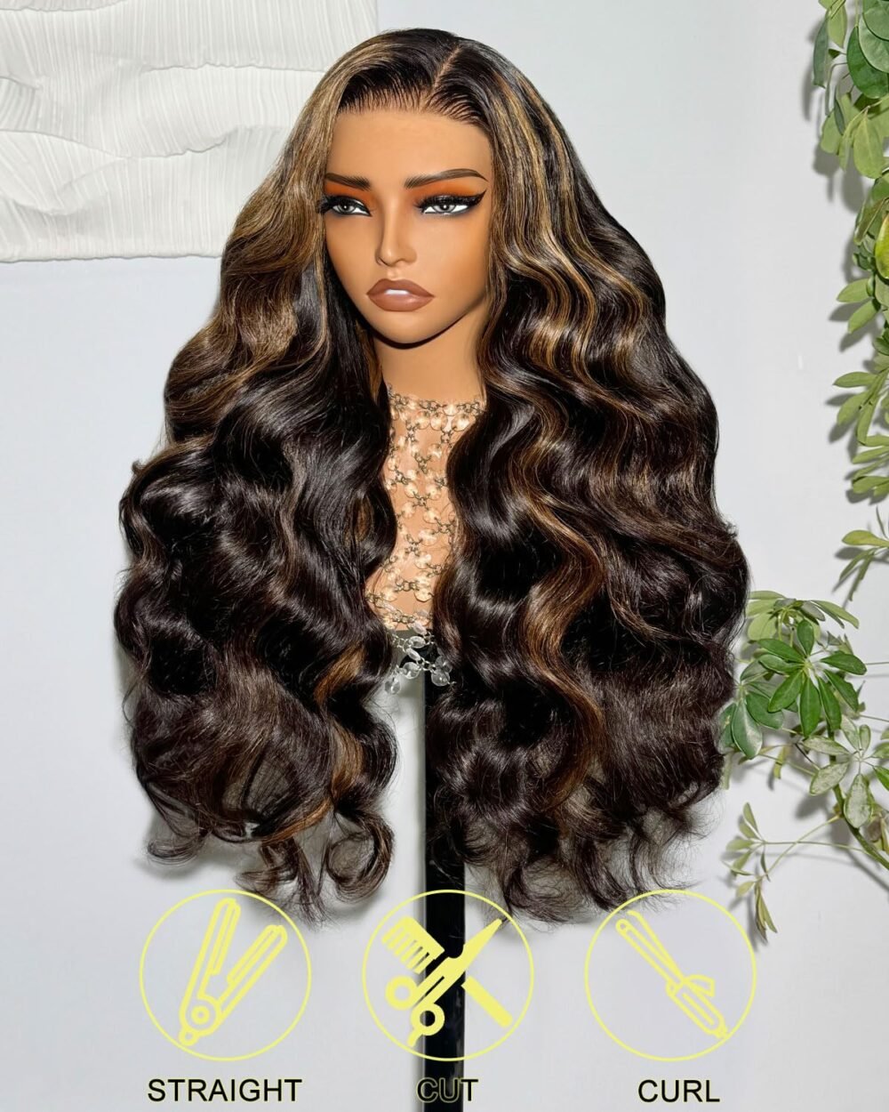 شعر مستعار 5x6 جاهز للاستخدام بدون لاصق – شعر بشري 1B/30 هايلايت، كثافة 210% مع دانتيل جاهز، تجعيد الجسم 24 إنش – شعر مستعار بشري للنساء - الصورة 2