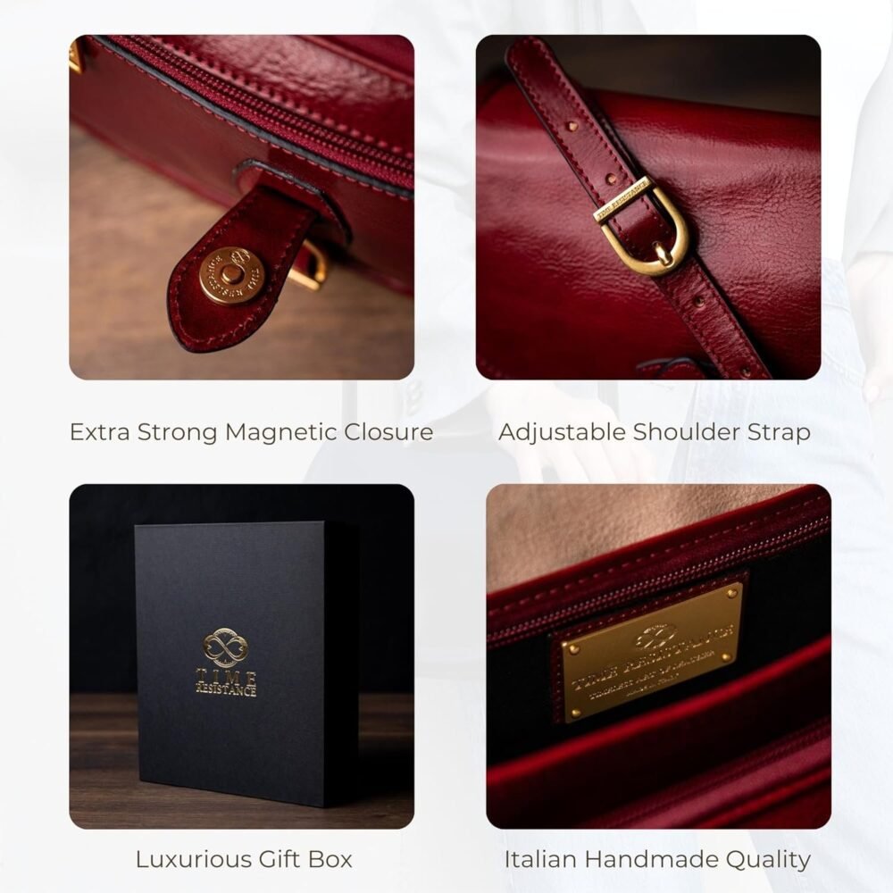 حقيبة "تايم ريسستنس" الجلدية المتعددة الاستخدامات للنساء - حقيبة كروس بودي، حقيبة يد، حقيبة كتف، حقيبة ميسنجر - الصورة 6