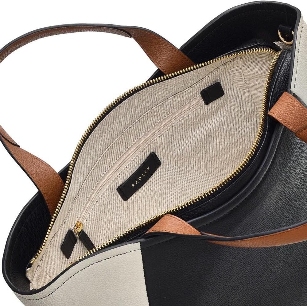 حقيبة RADLEY لندن موسويل لين - حقيبة ساتشل متوسطة مع سحاب علوي بتصميم كولوربلوك - أسود - الصورة 3