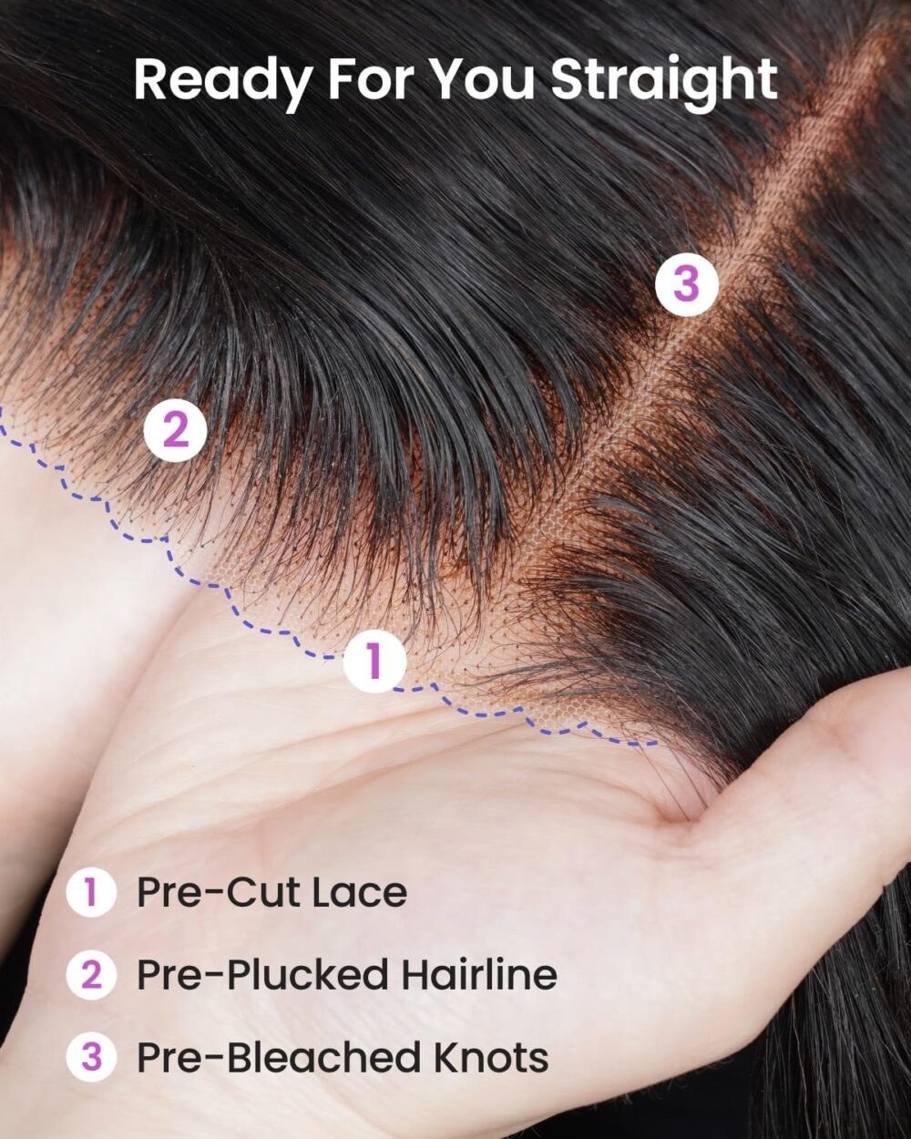 باروكة Arabella 5x6 Wear and Go Glueless شعر بشري 22 بوصة – مع 210% كثافة، شعر بشري حقيقي مع دانتيلا مُبرقعة مسبقًا - الصورة 3