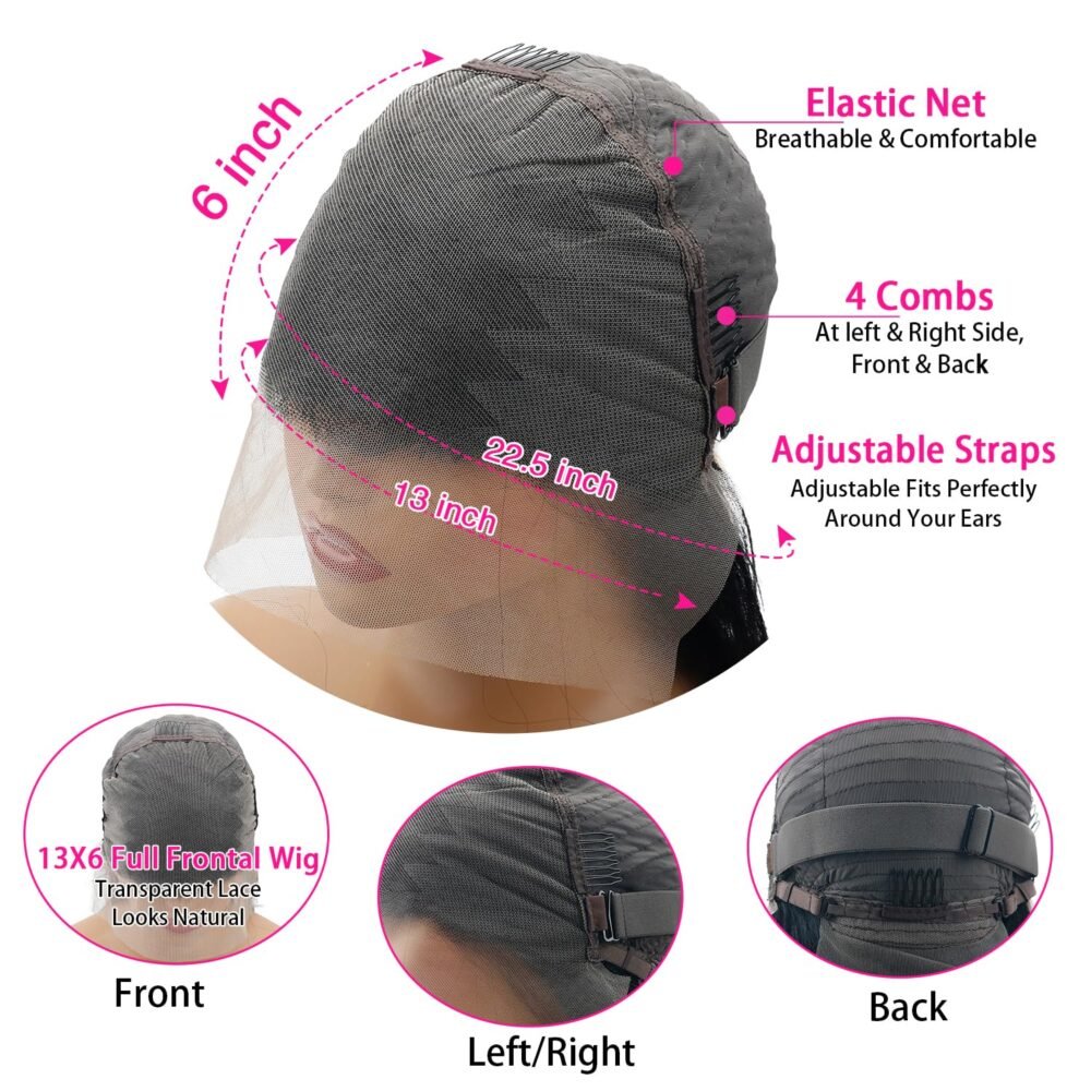 ⁦باروكة شعر طبيعي 30 إنش - 13x6 لاسي فرونتال بكثافة 250%، لون #1 جت بلاك، غلويليس مع شريط شفاف وشعر مع البيبي هير للنساء⁩ - الصورة ⁦3⁩