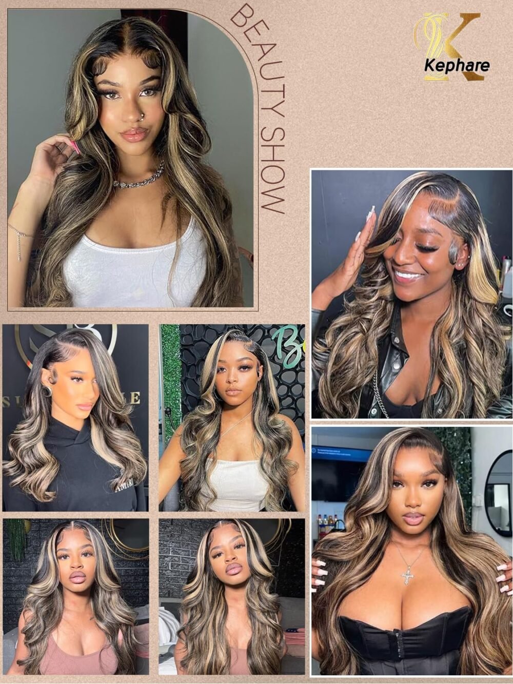 باروكة 30 بوصة هايلايت بالايج بشعر بشري 1B/27، دانتيل أمامي 13x4 HD، تموج الجسم، أومبري، مع شعر طفل، كثافة 180%، جاهزة للارتداء - الصورة 5