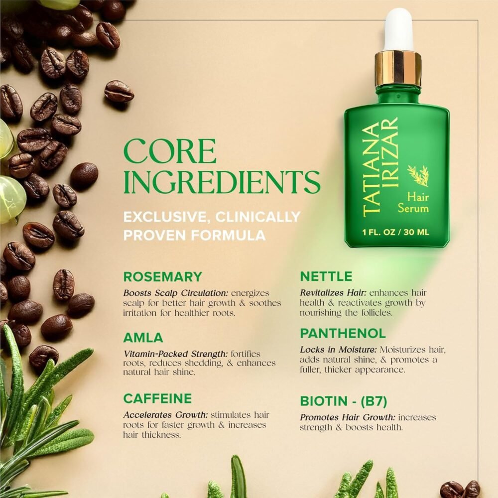 سيروم نمو الشعر للنساء - 3 عبوات من سيروم فروة الرأس لنمو الشعر - غير دهني، يحتوي على إكليل الجبل والأملة - للعناية بالشعر، نباتي - 1 أونصة سائلة لكل عبوة، علاج لتساقط الشعر ونمو الشعر للنساء - الصورة 3