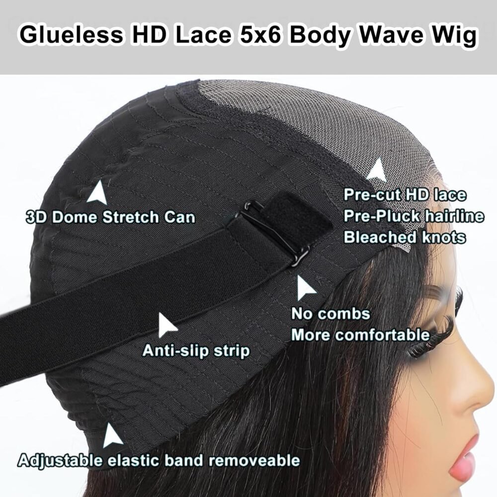 باروكة جاهزة للاستخدام من أرابيلا، 5x6، كثافة 210%، شعر بشري مع خصائص إزالة العقد، 24 بوصة، باروكة شعر بشري بويف منسدل، جاهزة للاستخدام مع قطع مسبق وتجهيزات فائقة. - الصورة 6