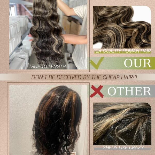 باروكة 30 بوصة هايلايت بالايج بشعر بشري 1B/27، دانتيل أمامي 13x4 HD، تموج الجسم، أومبري، مع شعر طفل، كثافة 180%، جاهزة للارتداء