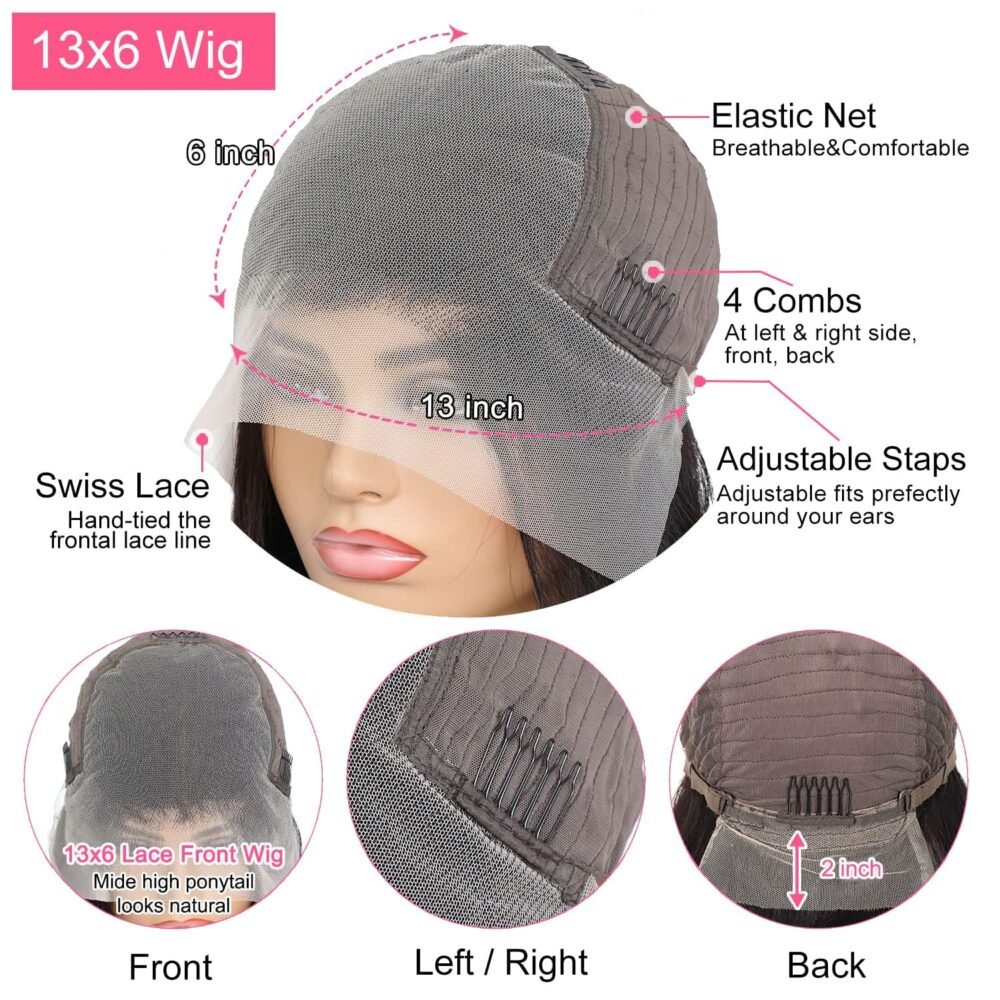 ⁦باروكة شعر طبيعي 32 بوصة مع مقدم شعر 13x6، لون شقراء 613، بكثافة 200%، شعر بشري، بويزيه، بدون غراء⁩ - الصورة ⁦5⁩